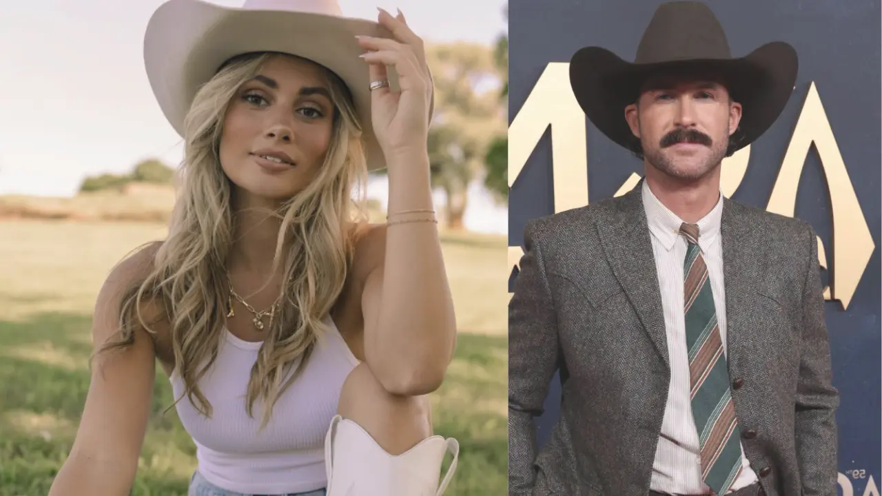 Bryana Ferringer sitting beside Riley Green during the 2025 CMA Awards broadcast